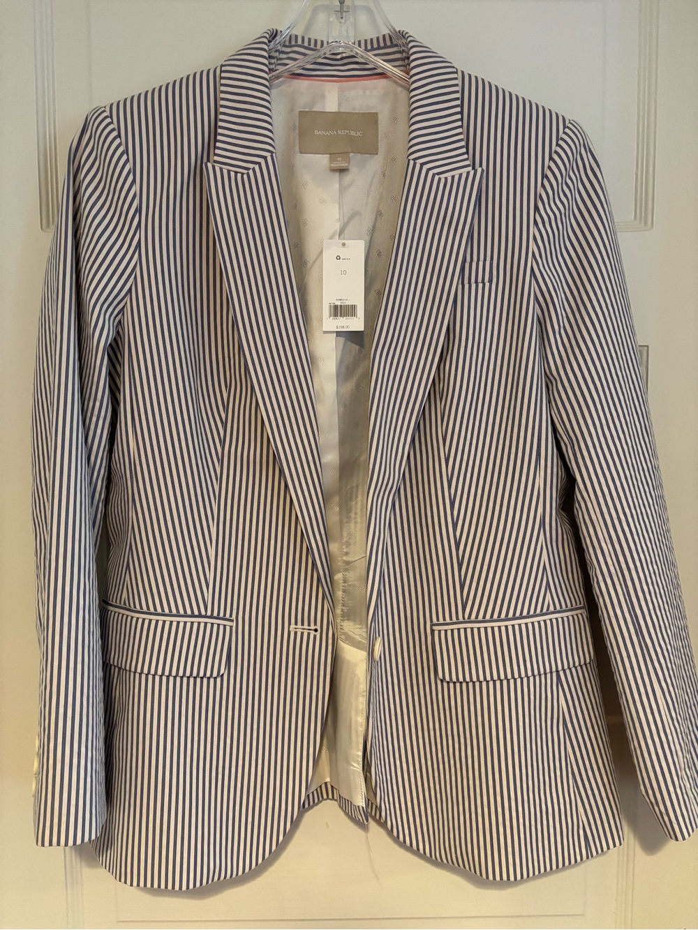Banana Republic Navy & White Striped Women's Blazer